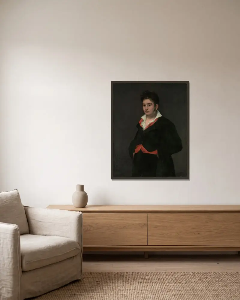 Porträt des Don Ramón Satué von Francisco de Goya gerahmt an einer Wand