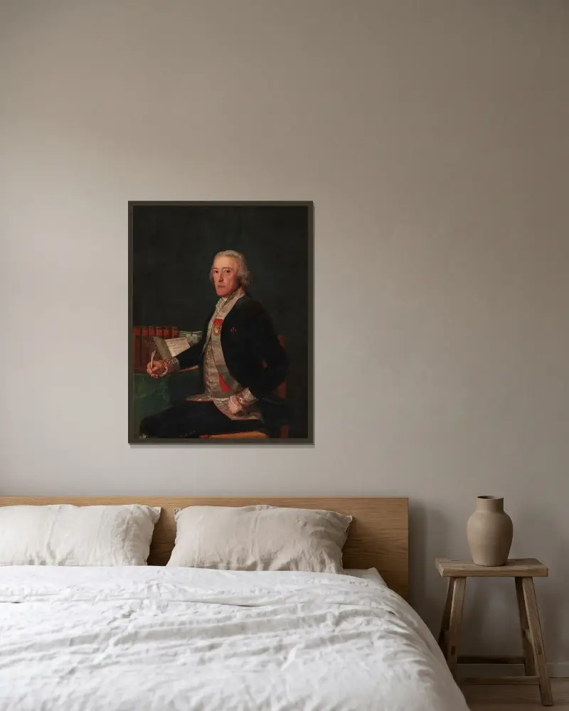 Porträtt av Félix Colón de Larriátegui av Francisco de Goya inramad på en vägg