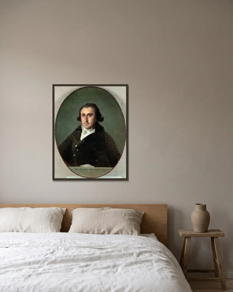 Porträtt av Martín Zapater av Francisco de Goya inramad på en vägg