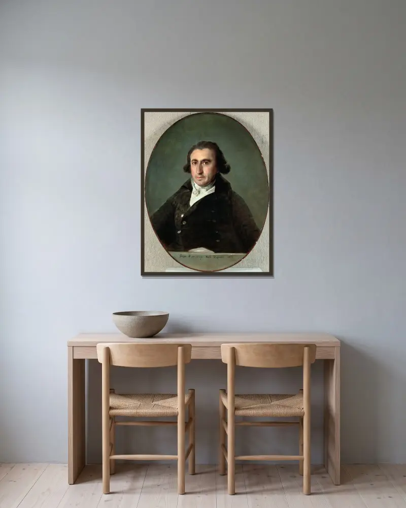 Porträtt av Martín Zapater av Francisco de Goya inramad på en vägg