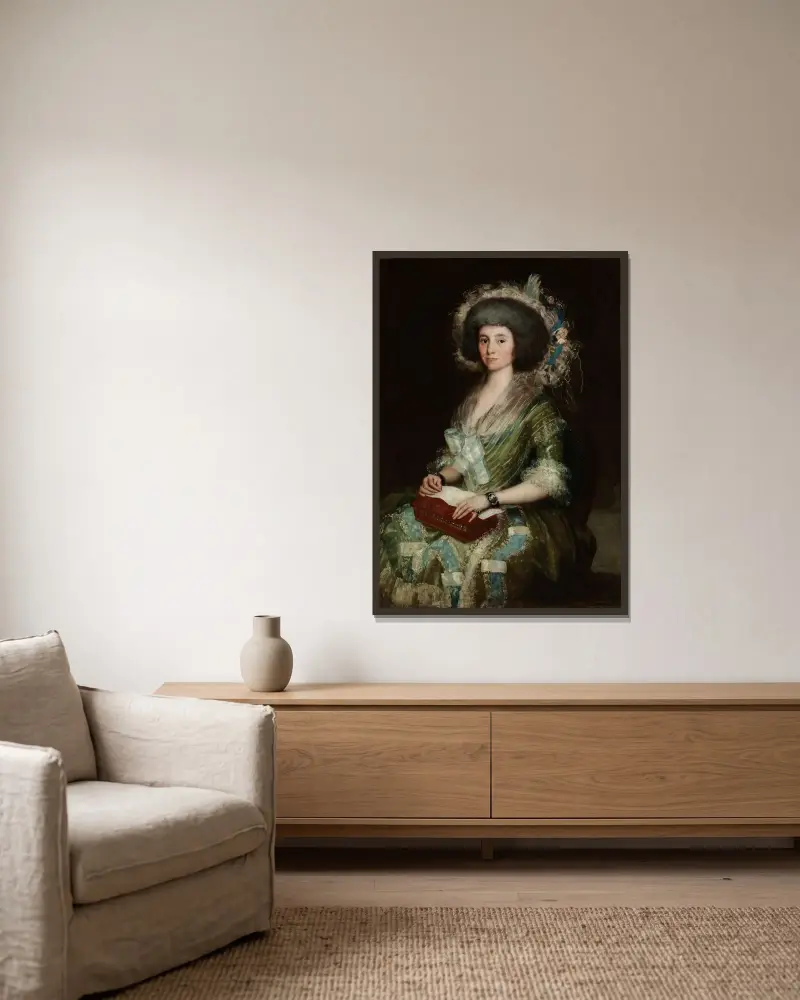 Porträt der Señora Ceán Bermudez von Francisco de Goya gerahmt an einer Wand