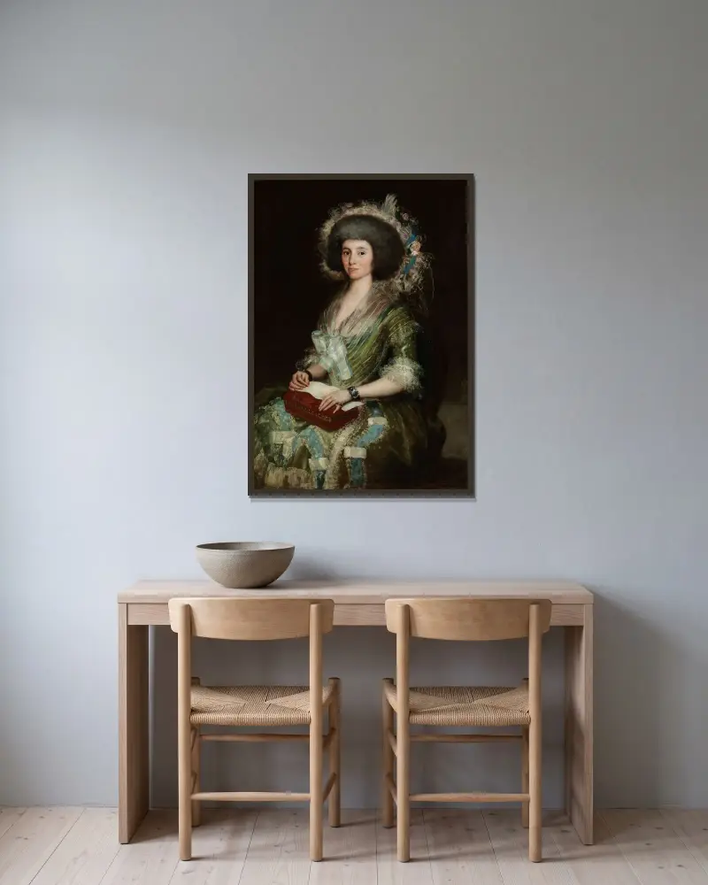 Porträt der Señora Ceán Bermudez von Francisco de Goya gerahmt an einer Wand