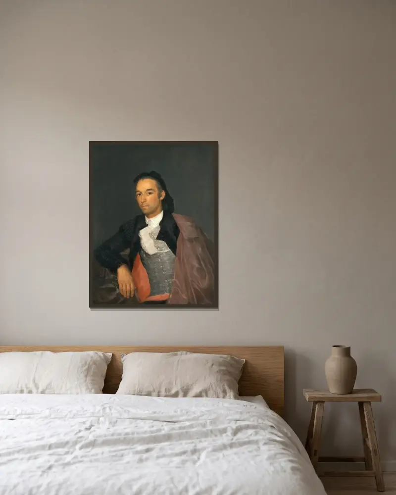 Porträtt av matadoren Pedro Romero av Francisco de Goya inramad på en vägg