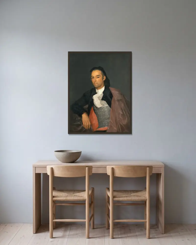 Porträtt av matadoren Pedro Romero av Francisco de Goya inramad på en vägg