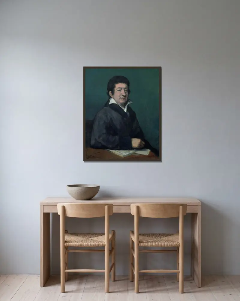 Porträt des Dichters Moratín von Francisco de Goya gerahmt an einer Wand