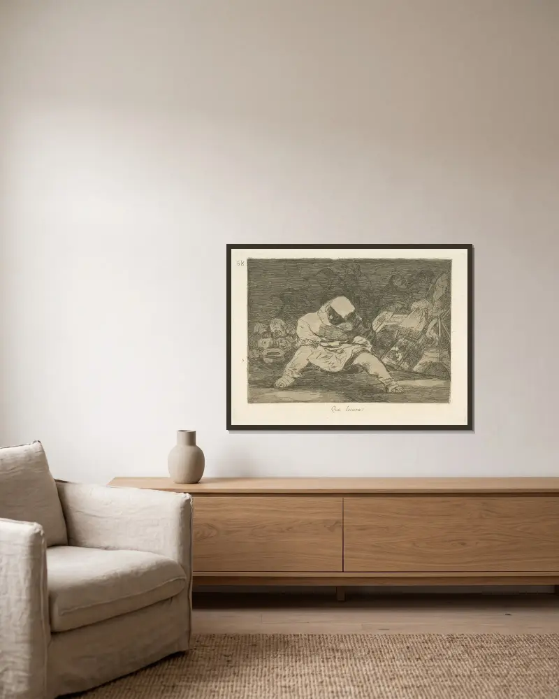Que hai que hacer mas- av Francisco de Goya inramad på en vägg