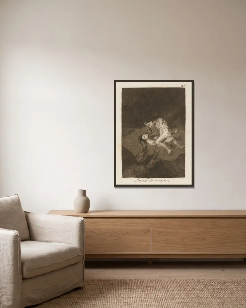 Quien lo creyera! (Wer hätte das gedacht!) von Francisco de Goya gerahmt an einer Wand
