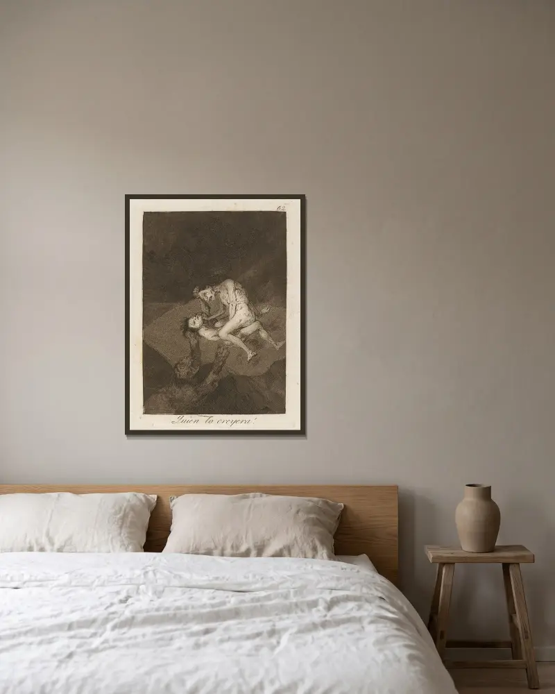 Quien lo creyera! (Wer hätte das gedacht!) von Francisco de Goya gerahmt an einer Wand