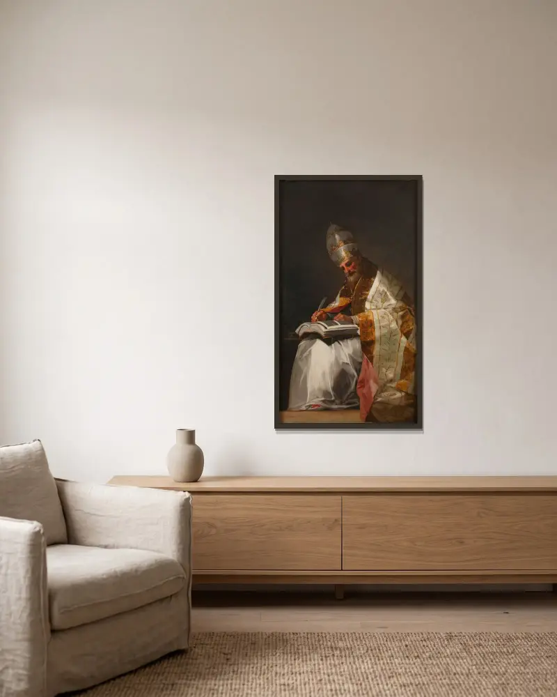 Saint Gregory the Great, Pope av Francisco de Goya inramad på en vägg