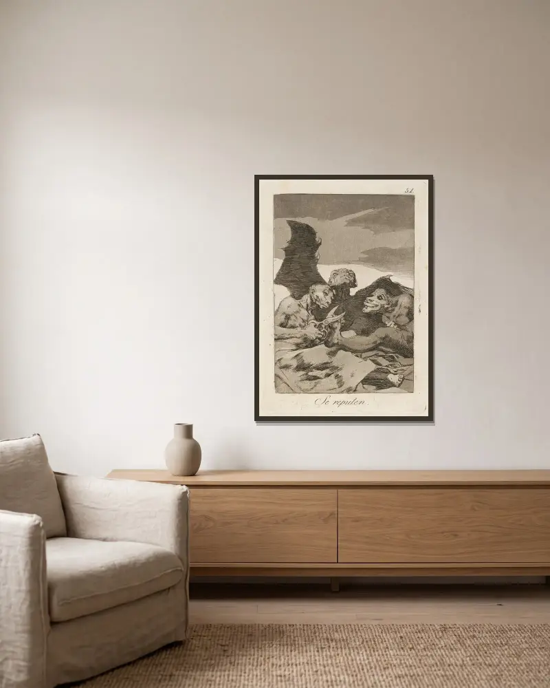 Sie putzen sich heraus von Francisco de Goya gerahmt an einer Wand