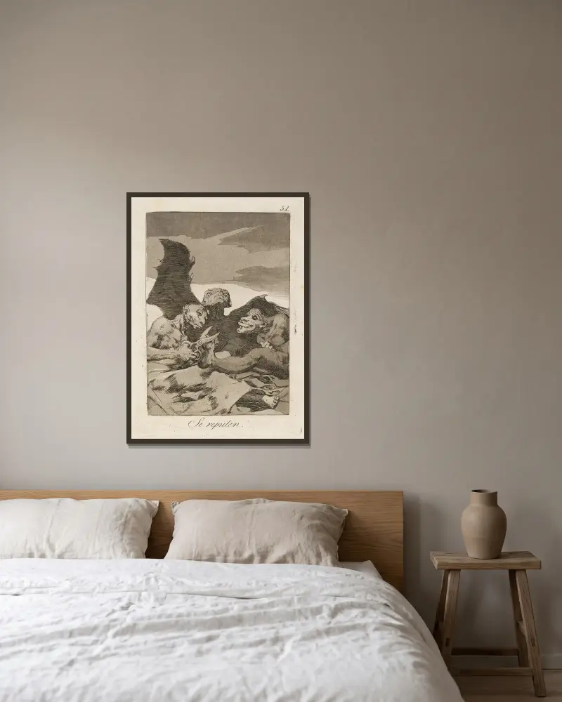 Sie putzen sich heraus von Francisco de Goya gerahmt an einer Wand