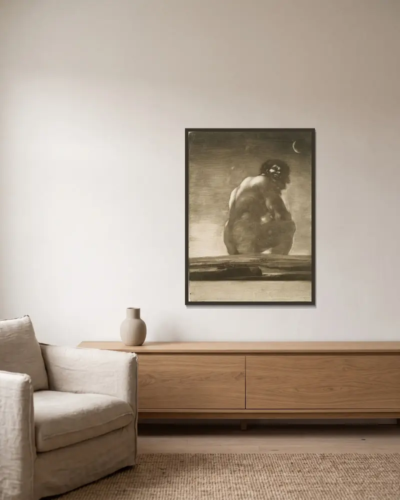 Seated Giant av Francisco de Goya inramad på en vägg