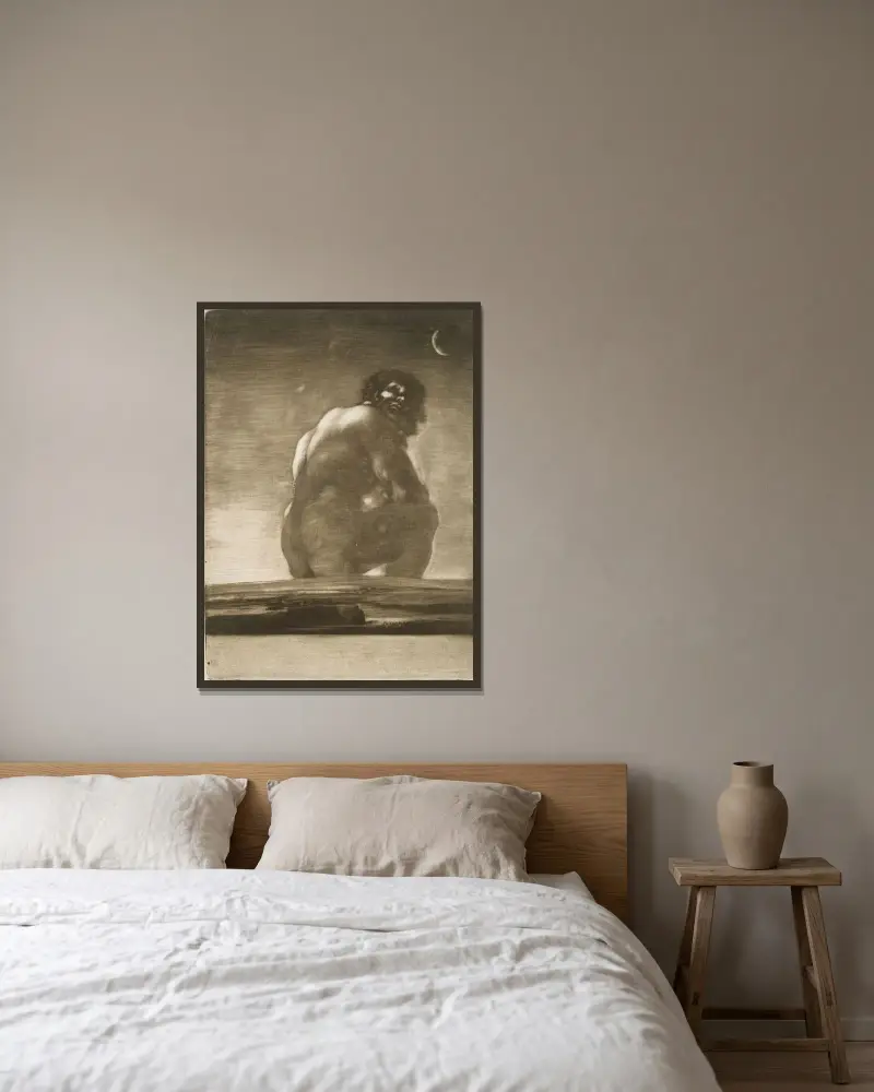 Seated Giant av Francisco de Goya inramad på en vägg