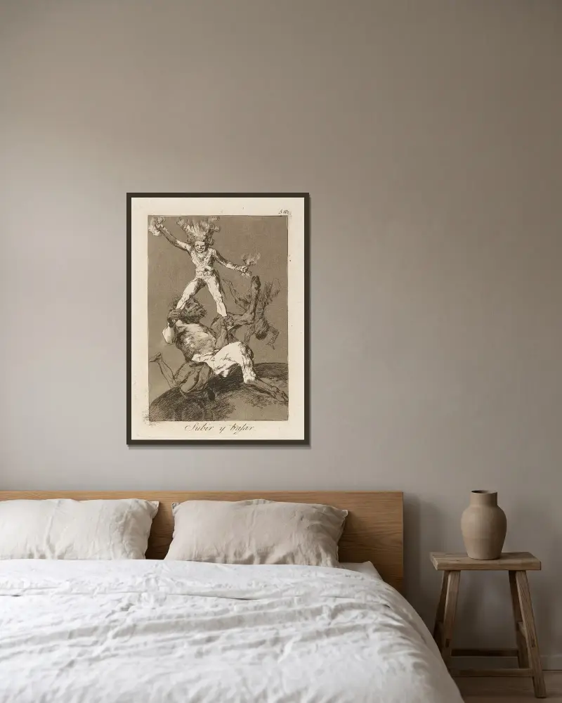 Stoupat a klesat, Francisco de Goya v rámu na stěně
