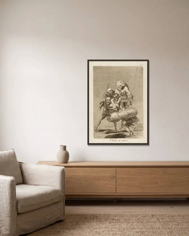 Einer dem anderen. (Was einer dem anderen antut.) von Francisco de Goya gerahmt an einer Wand