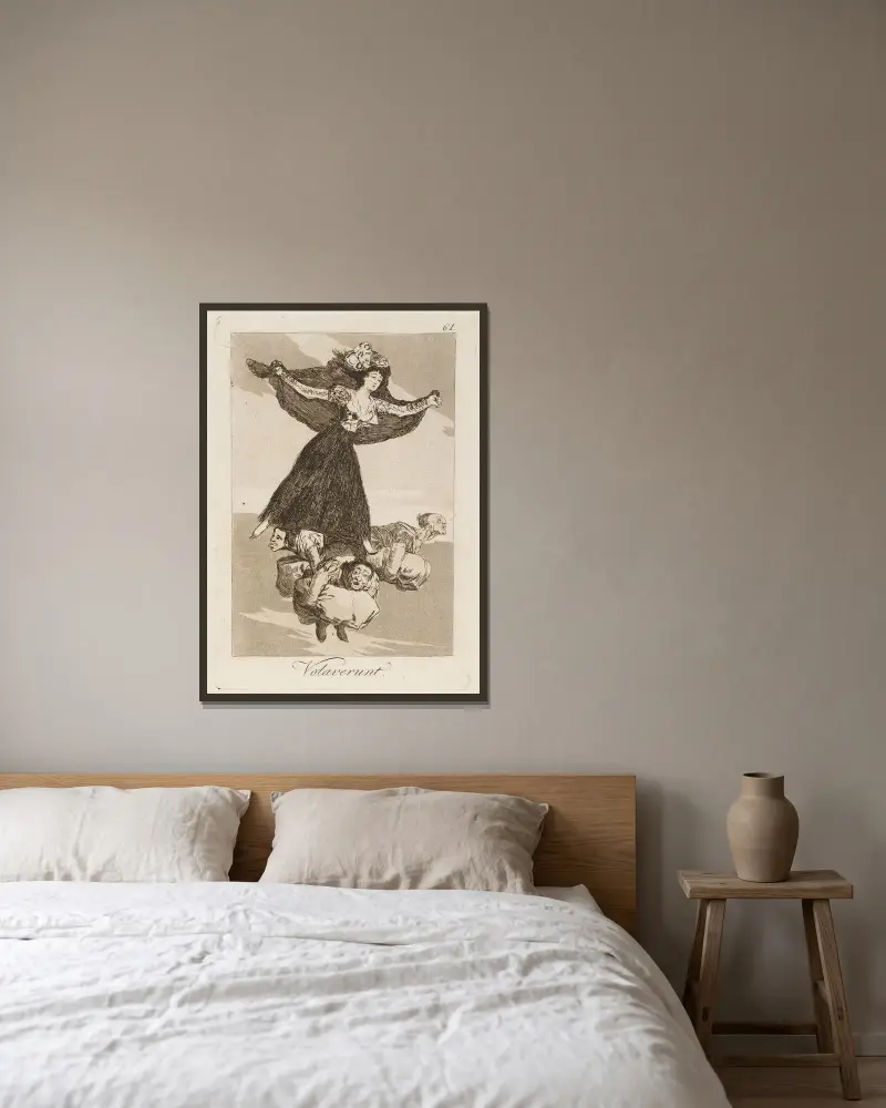 Volaverunt. (They have flown.) av Francisco de Goya inramad på en vägg