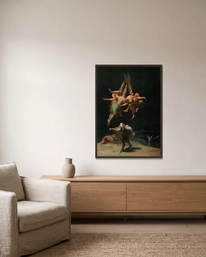 Let čarodějnic, Francisco de Goya v rámu na stěně