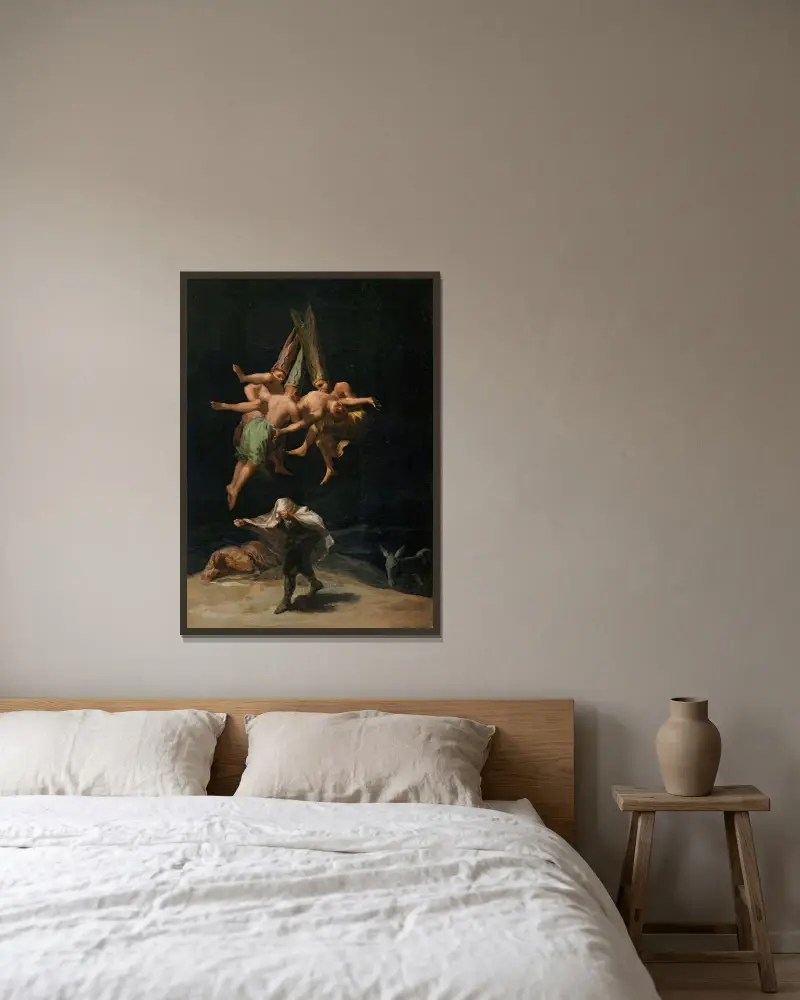 Let čarodějnic, Francisco de Goya v rámu na stěně