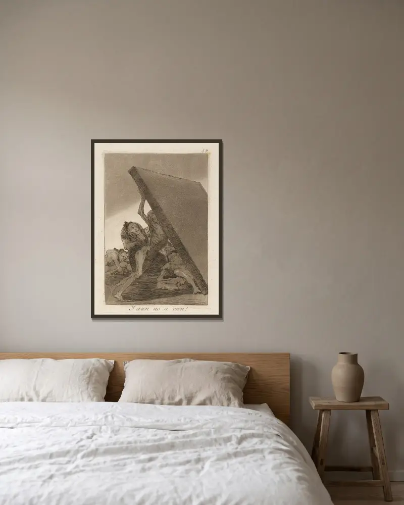 Y aun no se van! (And still they don’t go!) av Francisco de Goya inramad på en vägg