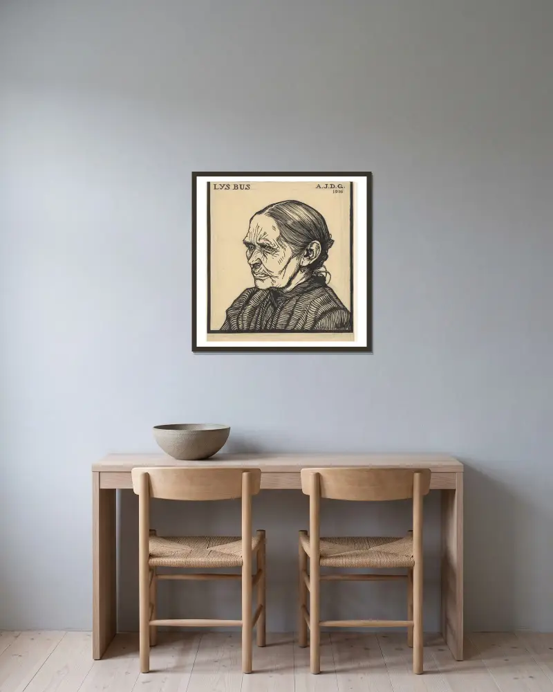 Portrait of Lys Bus, 1916 – nr 2 av Julie de Graag inramad på en vägg