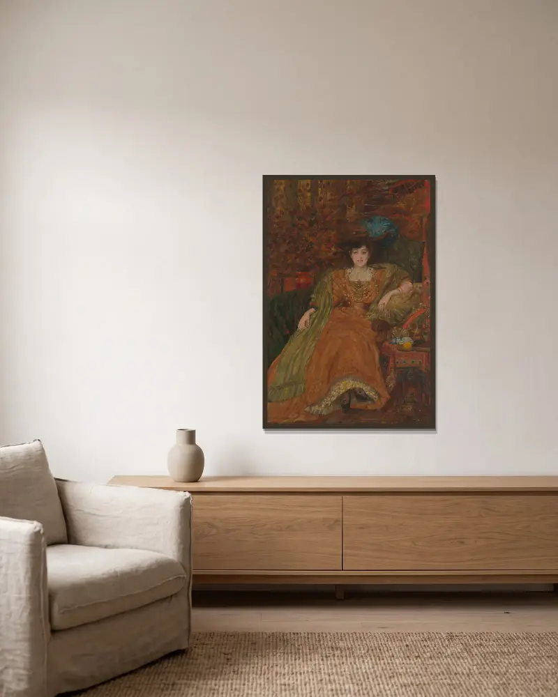Porträt von Emma Lambotte von Henry de Groux gerahmt an einer Wand
