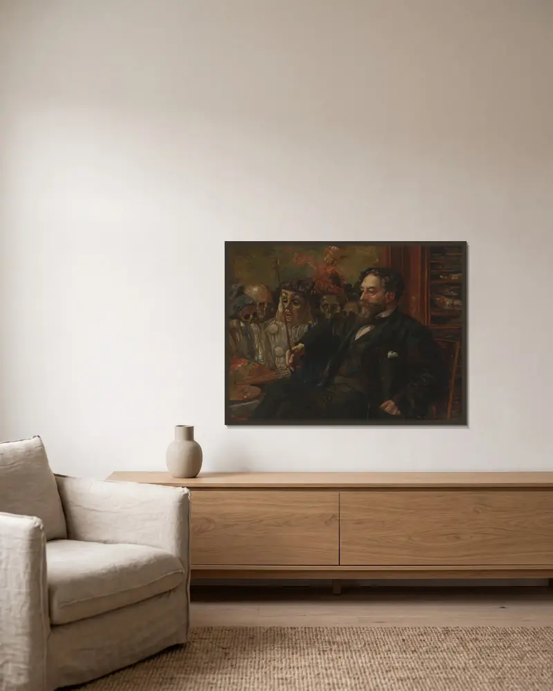 Portret Jamesa Ensora, Henry de Groux w ramie na ścianie