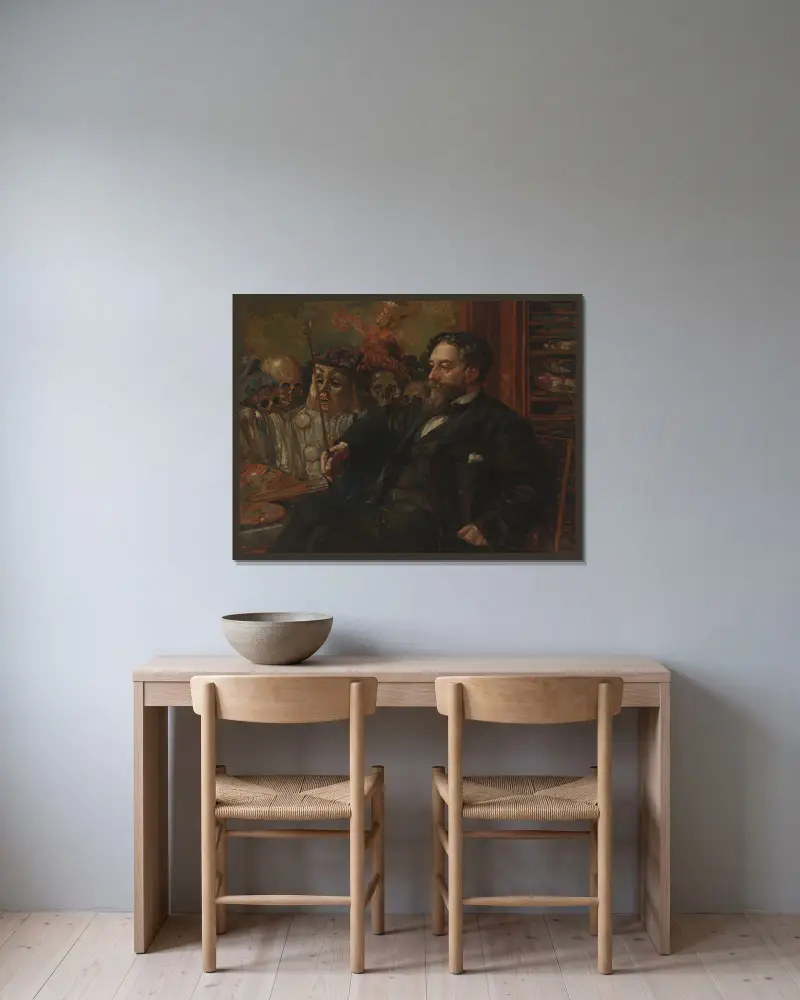 Portret Jamesa Ensora, Henry de Groux w ramie na ścianie