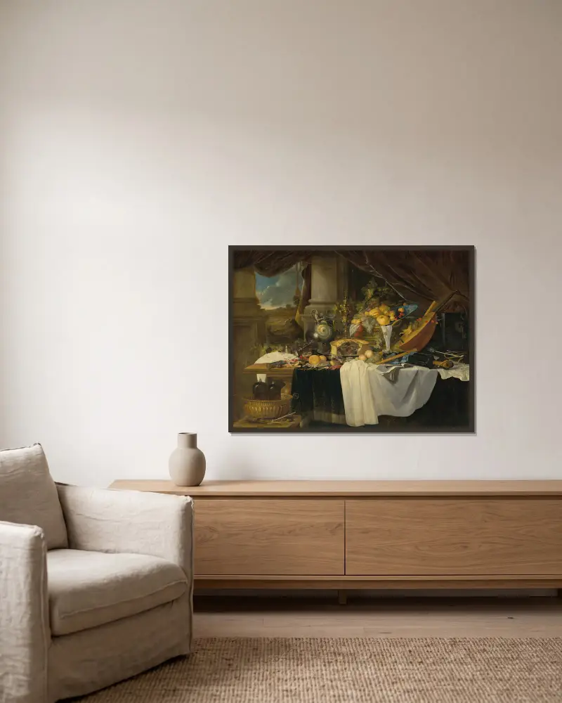 A banquet still life – nr 1 av Jan Davidsz de Heem inramad på en vägg