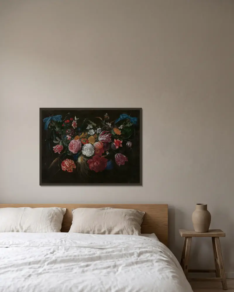 Flowers and Insects av Jan Davidsz de Heem inramad på en vägg