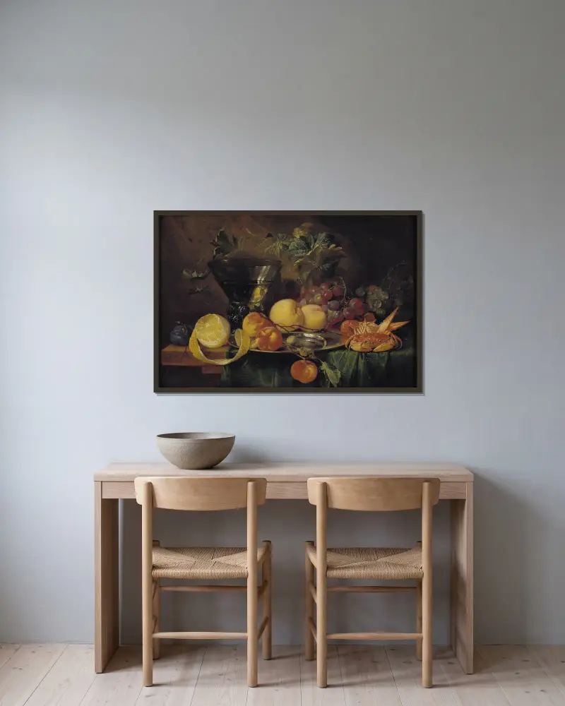 Zátiší s roemerem, Jan Davidsz de Heem v rámu na stěně