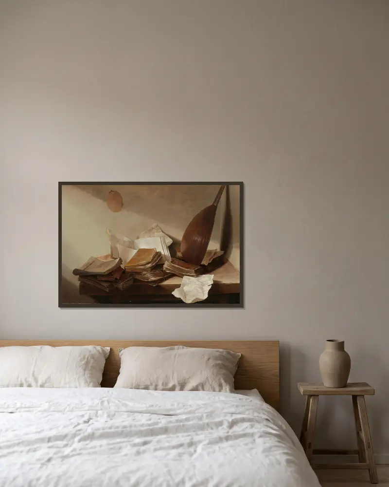Martwa natura z książkami, Jan Davidsz de Heem w ramie na ścianie