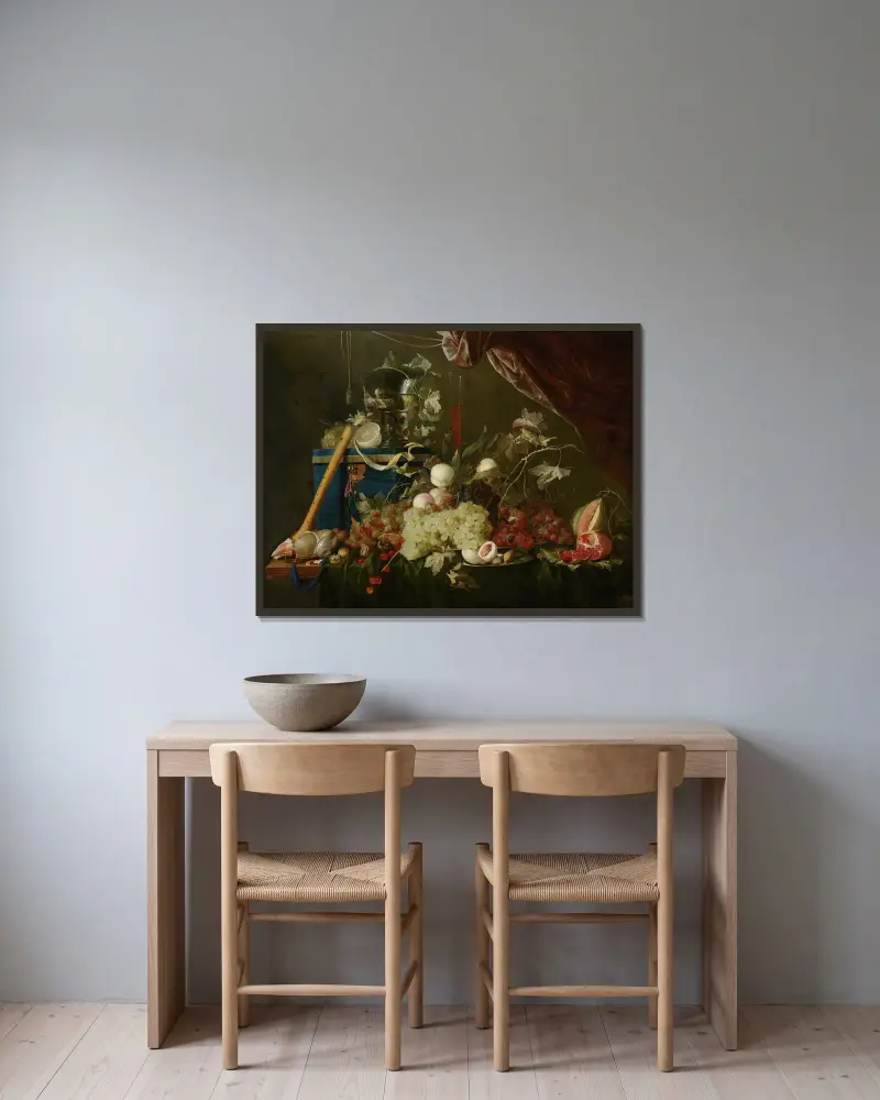 Sumptuous Fruit Still Life with Jewellery Box av Jan Davidsz de Heem inramad på en vägg