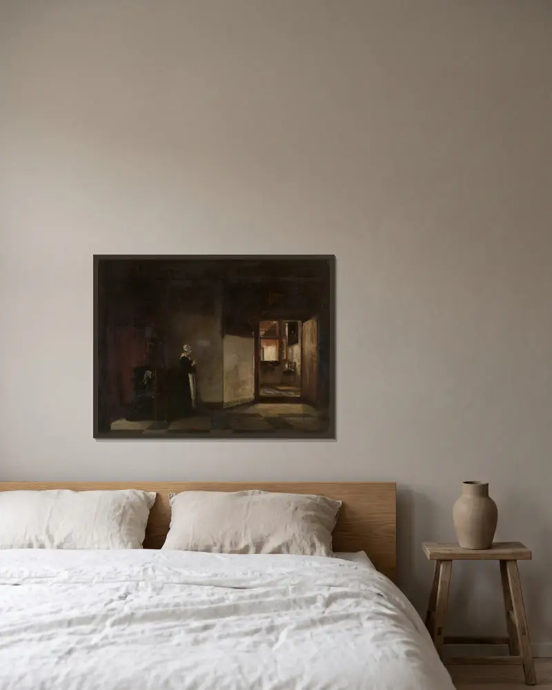 A Dutch Interior av Pieter De Hooch inramad på en vägg