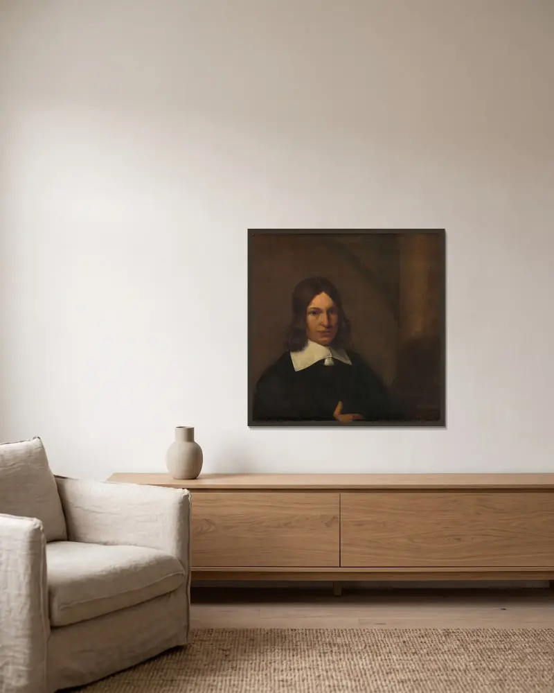 Self Portrait av Pieter De Hooch inramad på en vägg