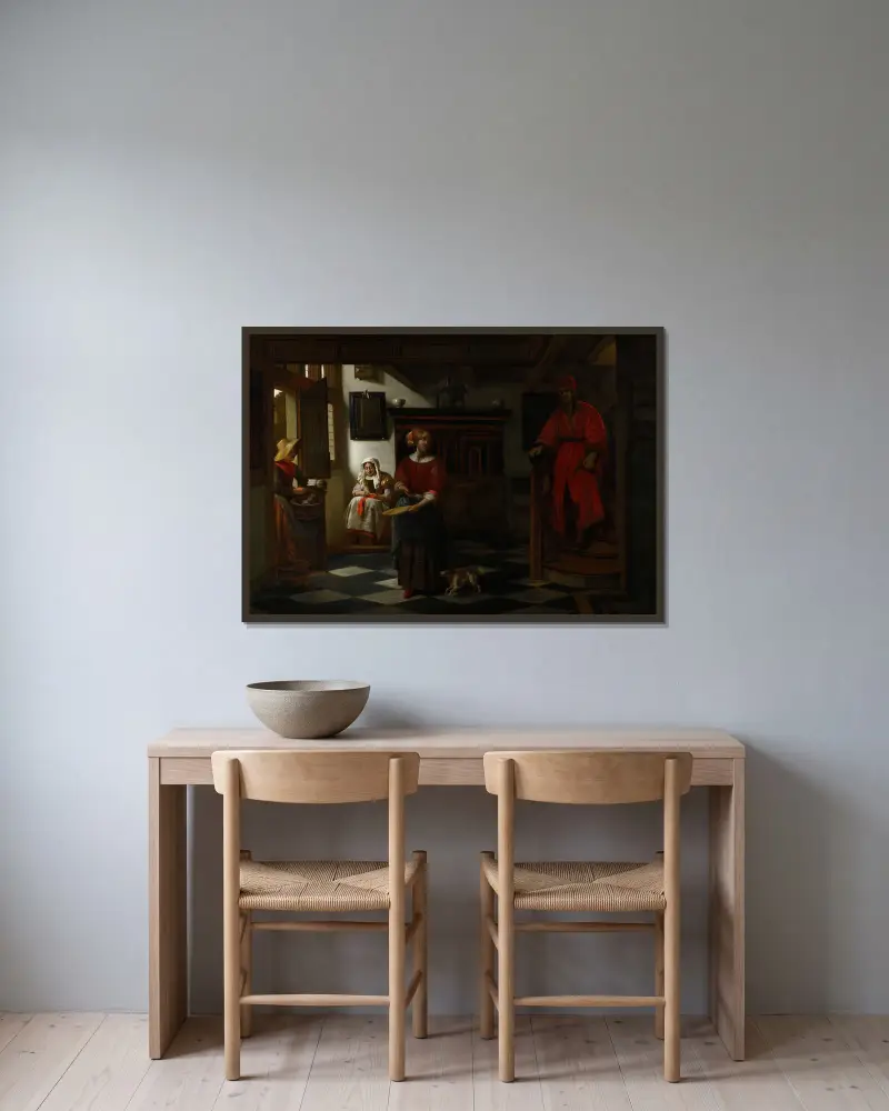 The Asparagus Vendor av Pieter De Hooch inramad på en vägg