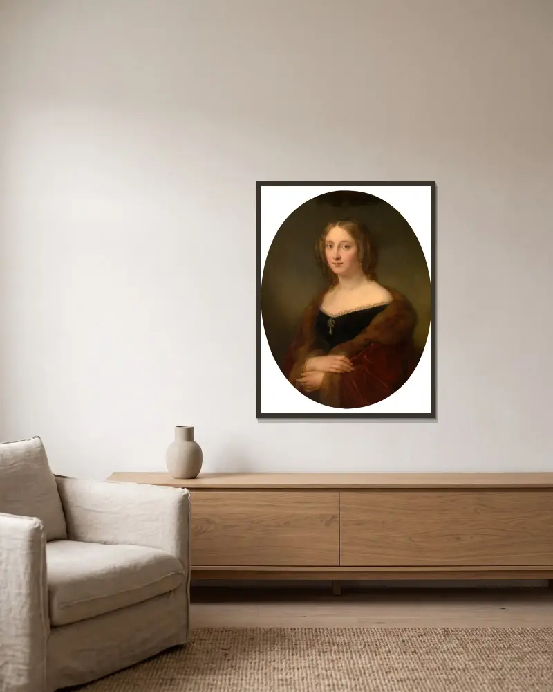 Baronessan Adelaïde Vanden Hecke-Baut de Rasmon av Nicaise De Keyser inramad på en vägg