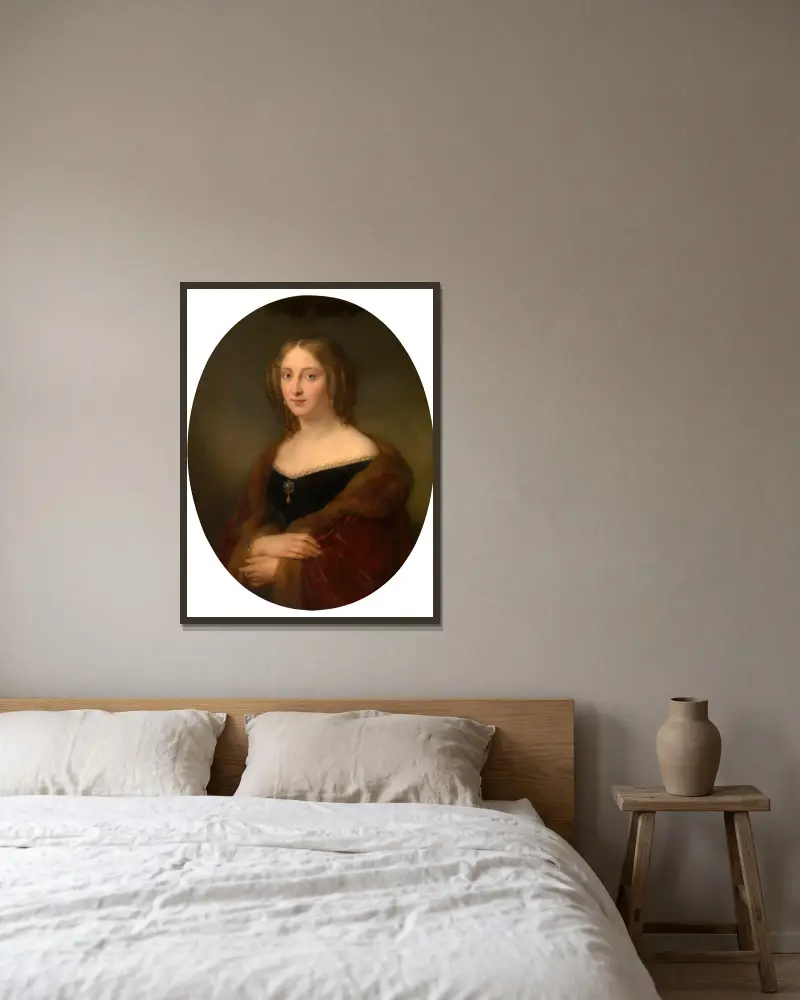 Baronessan Adelaïde Vanden Hecke-Baut de Rasmon av Nicaise De Keyser inramad på en vägg