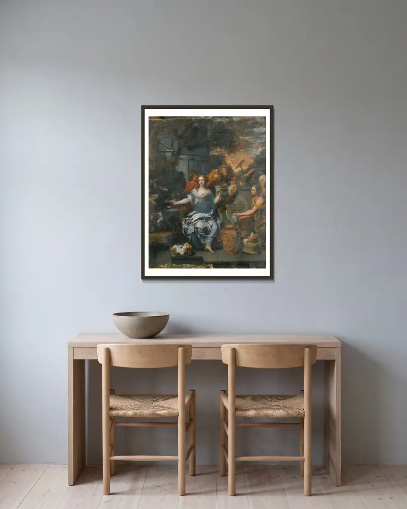 Ett offer till Pales av Gerard de Lairesse inramad på en vägg
