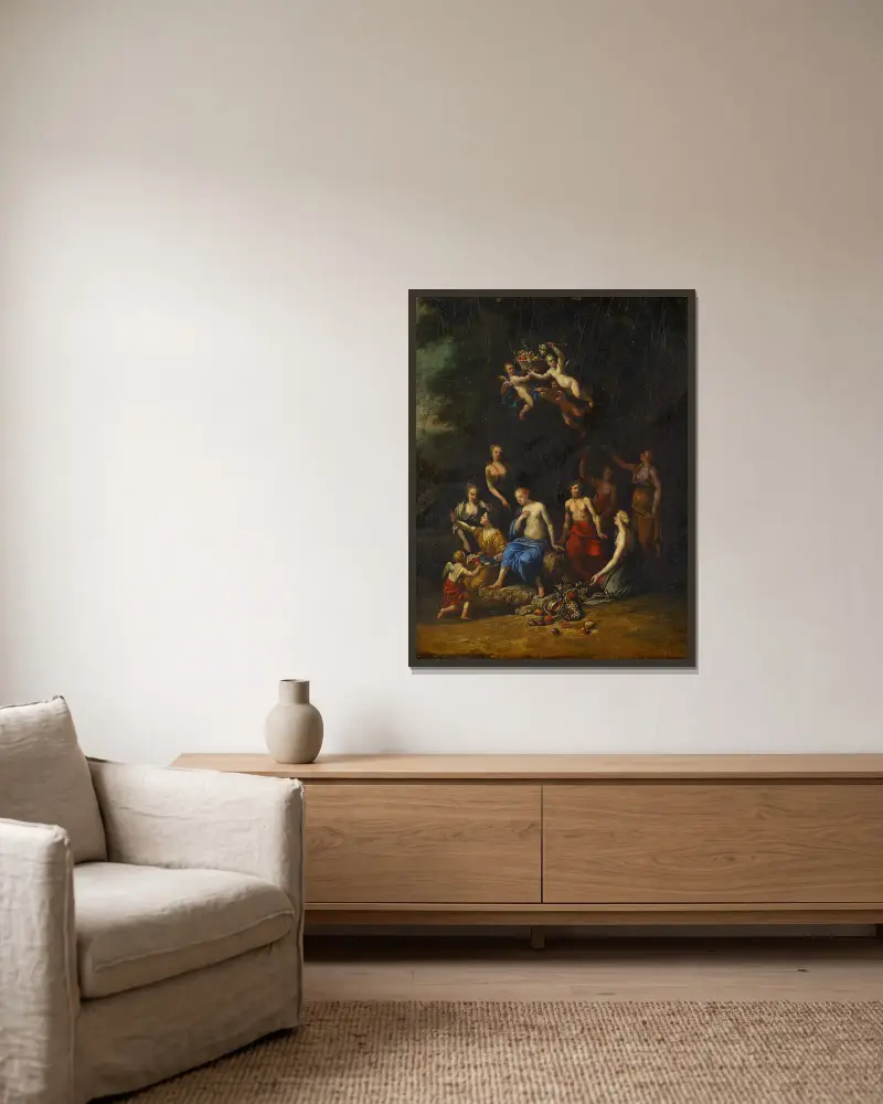 Bacchus und Pomona – Nr. 1 von Gerard de Lairesse gerahmt an einer Wand