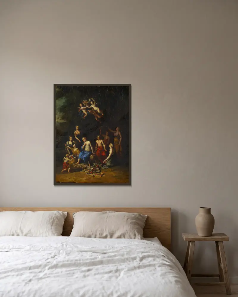 Bacchus und Pomona – Nr. 1 von Gerard de Lairesse gerahmt an einer Wand