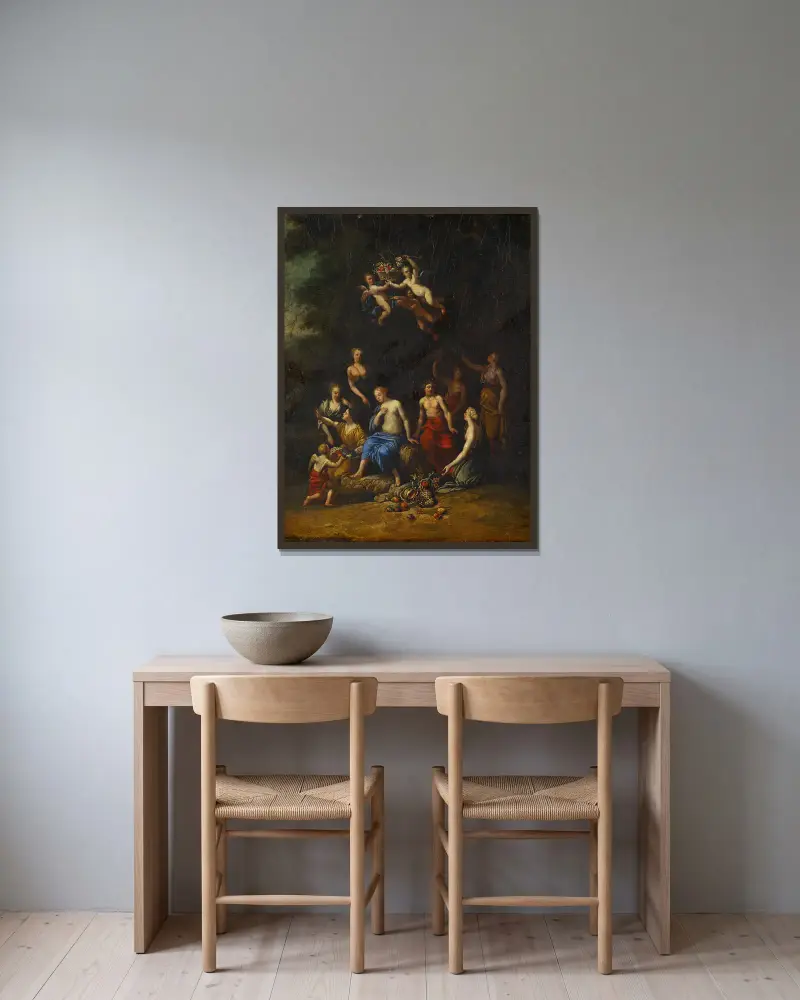 Bacchus und Pomona – Nr. 1 von Gerard de Lairesse gerahmt an einer Wand