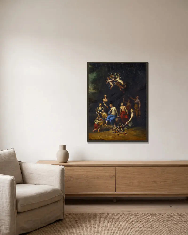 Bacchus und Pomona – Nr. 2 von Gerard de Lairesse gerahmt an einer Wand