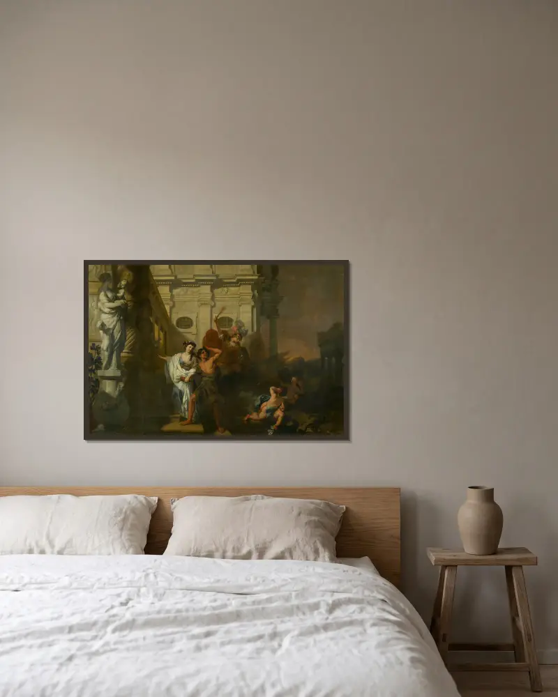Tukten leder en behövande av Gerard de Lairesse inramad på en vägg