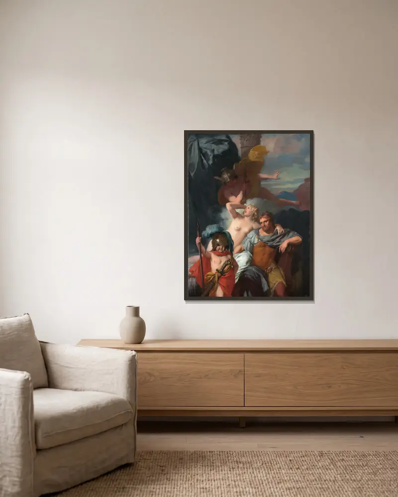 Mercurius beordrar Kalypso att frige Odysseus av Gerard de Lairesse inramad på en vägg