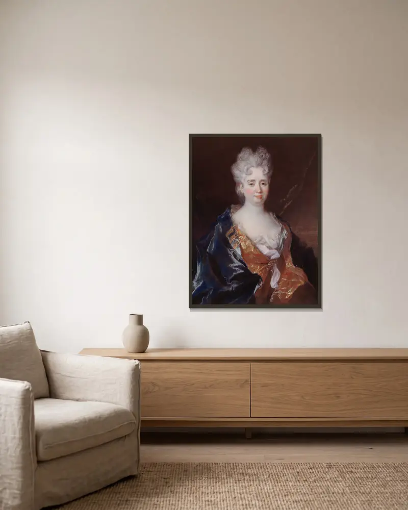 Porträt von Anne-Thérèse de Marguenat de Courcelles, Marquise de Lambert von Nicolas de Largillière gerahmt an einer Wand