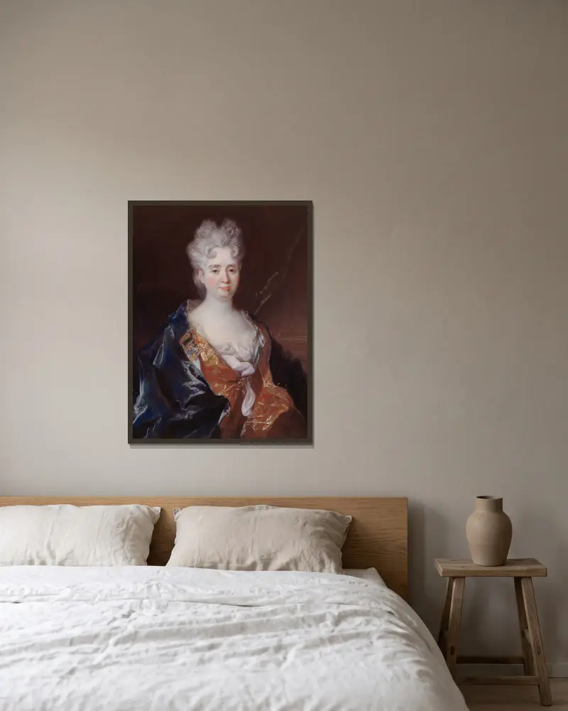 Porträt von Anne-Thérèse de Marguenat de Courcelles, Marquise de Lambert von Nicolas de Largillière gerahmt an einer Wand