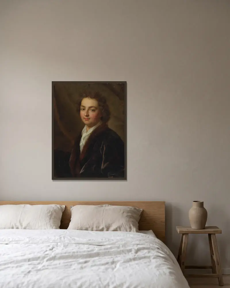 Porträtt av en man, 1691 av Nicolas de Largillière inramad på en vägg