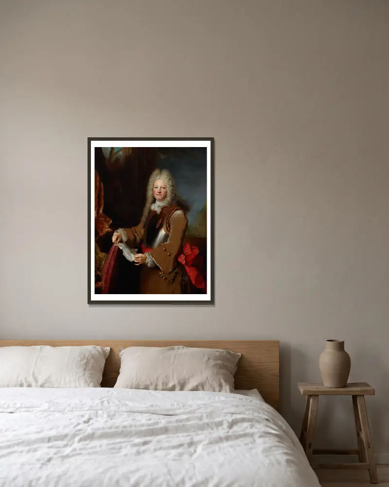 Porträt eines Offiziers von Nicolas de Largillière gerahmt an einer Wand