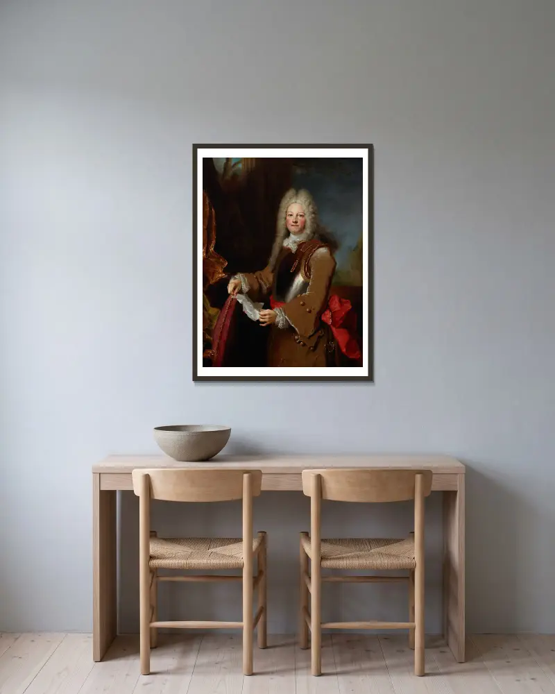 Porträt eines Offiziers von Nicolas de Largillière gerahmt an einer Wand
