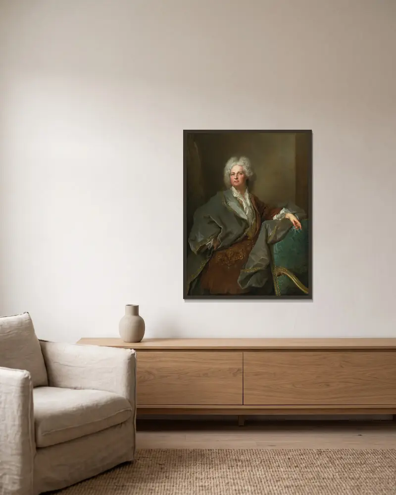 Porträtt av baron de Besenval av Nicolas de Largillière inramad på en vägg